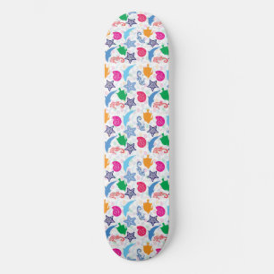 Skateboard Patrón de Ilustracion de animales marinos colorido