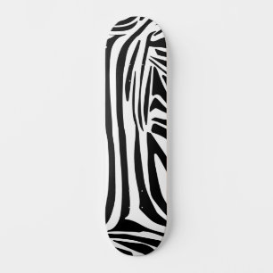 Skateboard Patrón de impresión de cebra en blanco y negro atr