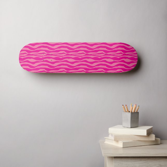 Skateboard Patrón de impresión de cebra rosa (Arte de pared (horz))