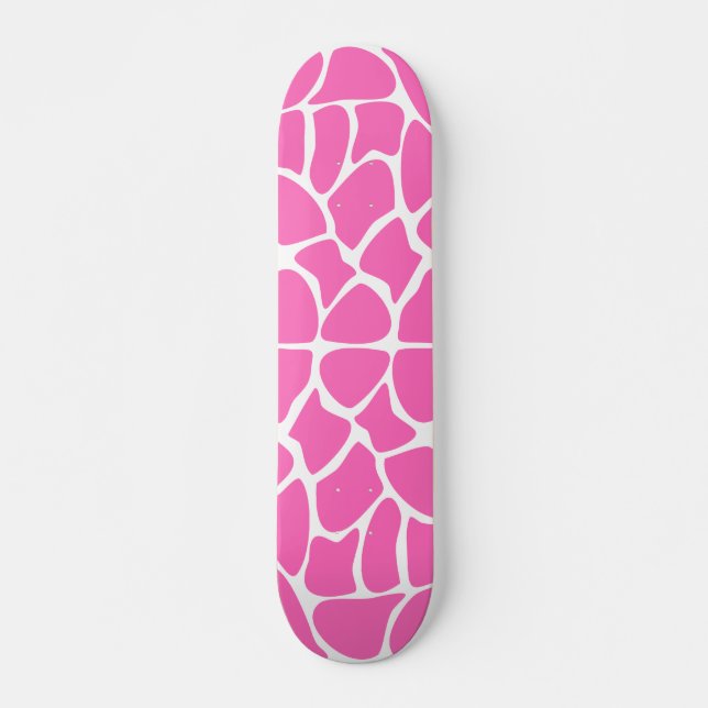 Skateboard Patrón de impresión de jirafa en rosa brillante. (Anverso )