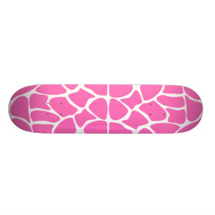 Skateboard Patrón de impresión de jirafa en rosa brillante.