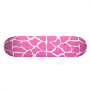 Skateboard Patrón de impresión de jirafa en rosa brillante.
