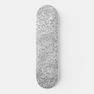 Skateboard Patrón de impresión de piel de leopardo plateado