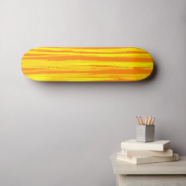 Skateboard Patrón de impresión de textura de madera Naranja a (Arte de pared (horz))