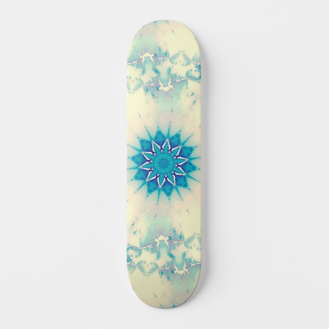 Skateboard Patrón de invierno de copo de nieve azul congelado (Anverso)