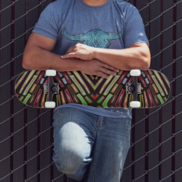 Skateboard Patrón de joyas coloridas con estilo de vidrio tin