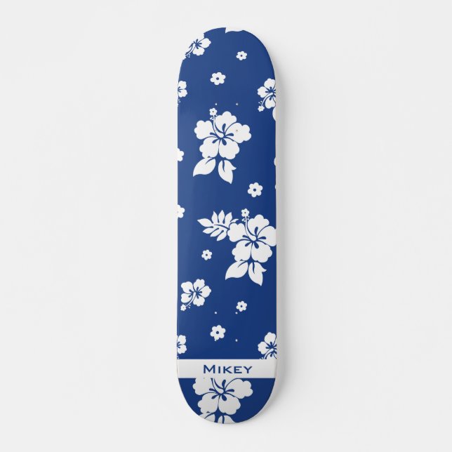 Skateboard Patrón de la Seamless Aloha Blue Classic Hawaii (Anverso )