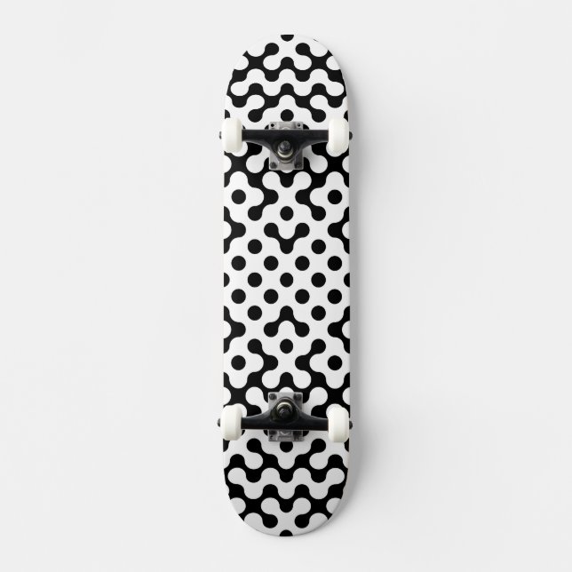 Skateboard Patrón de laberinto blanco y negro (Anverso)