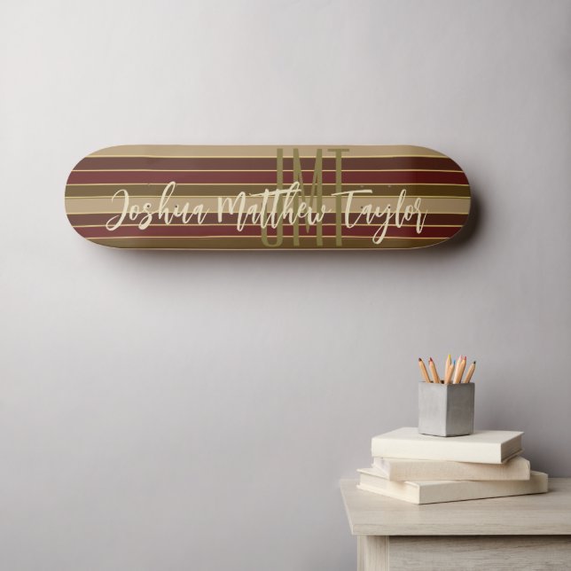 SKATEBOARD PATRÓN DE LÍNEA DE LÍNEA DE MONOGRAM CLÁSICA ROJO  (Arte de pared (horz))