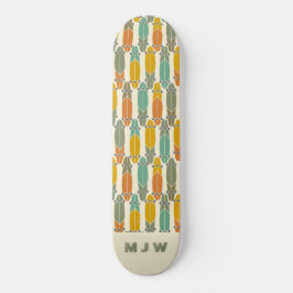Skateboard Patrón de longboards retro vintage Skate monograma