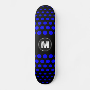 Skateboard Patrón de lunares azules con monograma