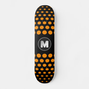 Skateboard Patrón de lunares naranja oscuro Monograma
