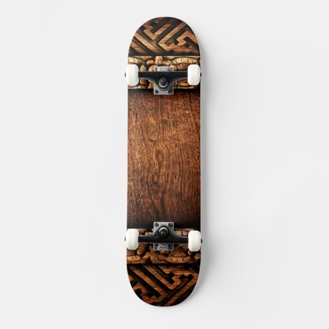 Skateboard Patrón de madera tallada (Anverso)