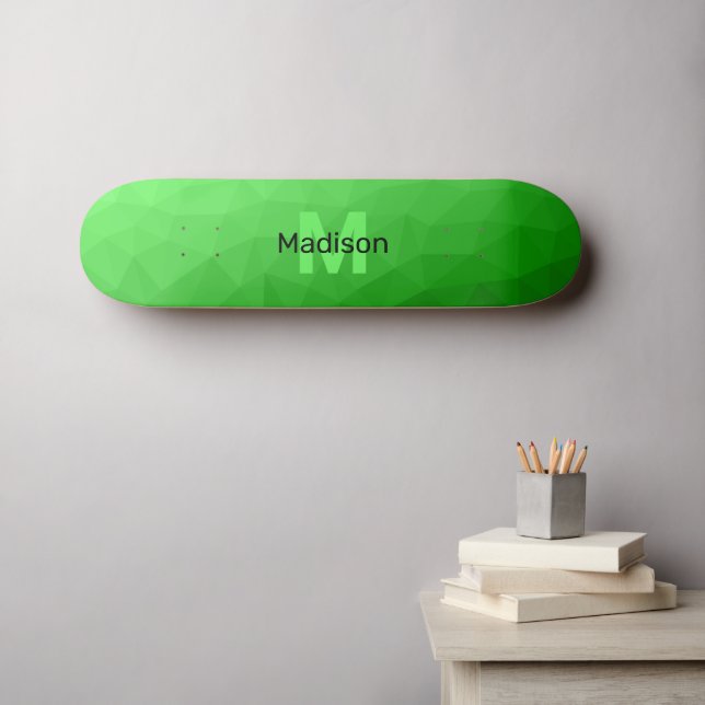 Skateboard Patrón de malla de geometría de gradiente verde Li (Arte de pared (horz))