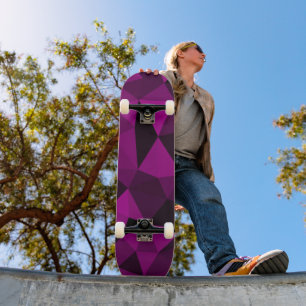 Skateboard Patrón de malla geométrica rosa negro