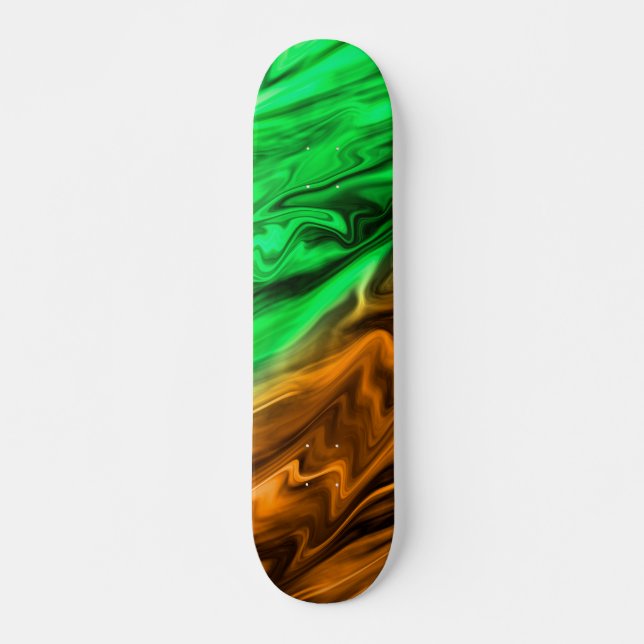 Skateboard Patrón de manchas borrosas abstractas en verde nar (Anverso )