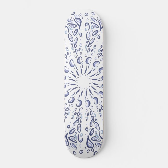 Skateboard Patrón de mandala azul (Anverso)
