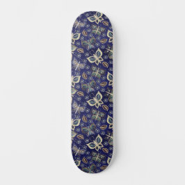 Skateboard Patrón de mariposa azul retro giratorio ancho
