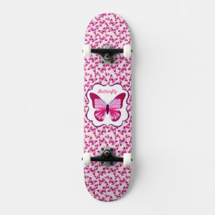 Skateboard Patrón de mariposa Bonito púrpura rosa