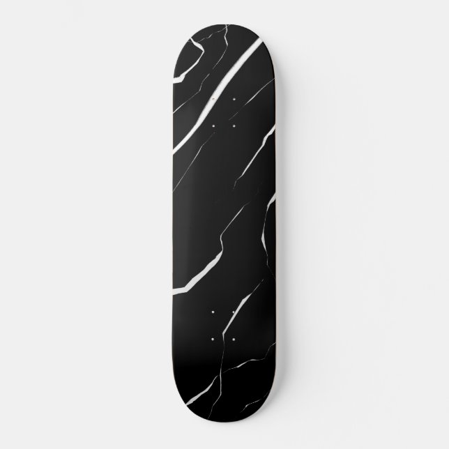 Skateboard Patrón de mármol negro blanco único moderno (Anverso)