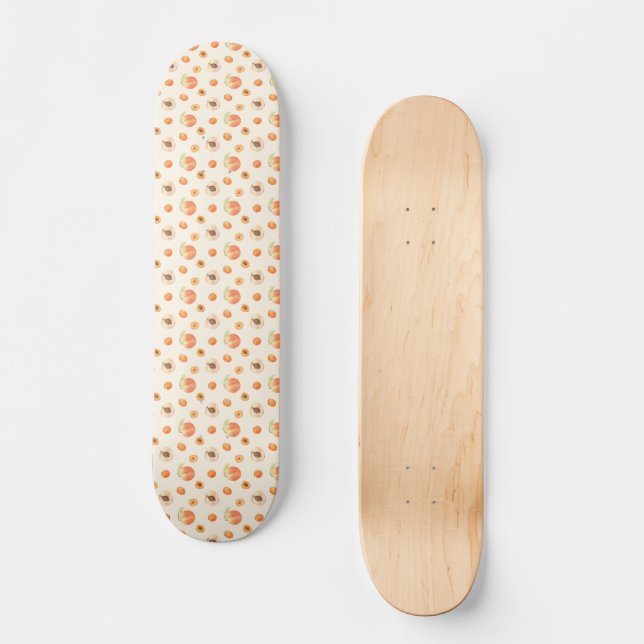 Skateboard Patrón de melocotón de verano dulce (Anverso)