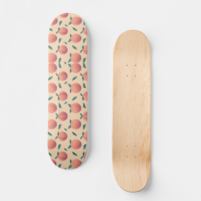 Skateboard Patrón de melocotón de verano dulce (Anverso)