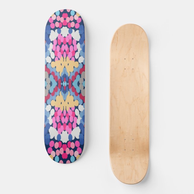 Skateboard Patrón de mosaico de flores localizadas plumeria t (Anverso)