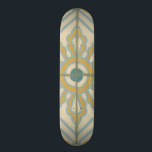 Skateboard Patrón de mosaico decorativo del viejo mundo<br><div class="desc">Una creación de Chariklia Zarris,  esta impresión del mundo antiguo ofrece un patrón decorativo de azulejos azules y dorados sobre un fondo beige. ¡Sería un gran regalo para los aficionados a las flores y a los dibujos en tonos pastel!</div>