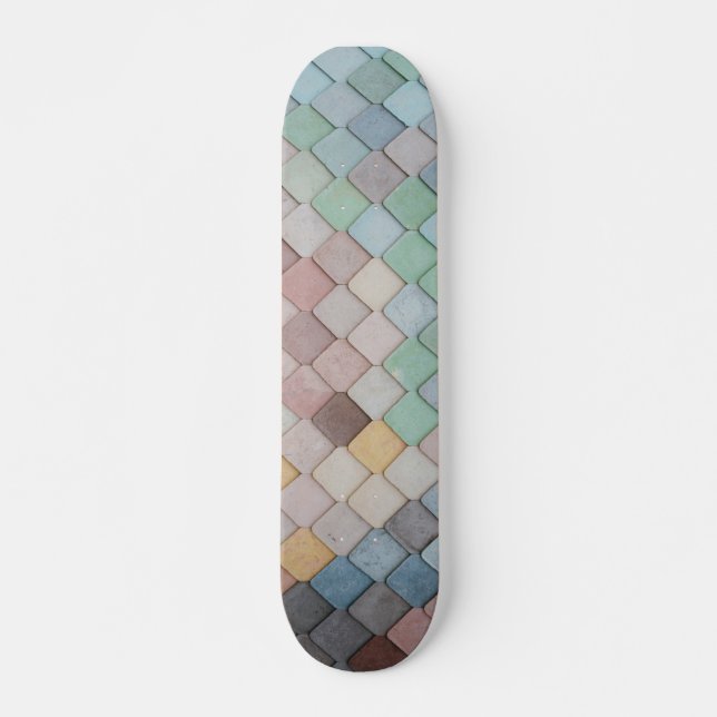 Skateboard Patrón de mosaicos de colores (Anverso )