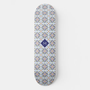 Skateboard Patrón de mosaicos personalizado monograma portugu