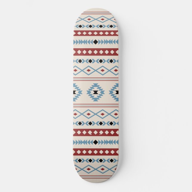 Skateboard Patrón de motivos mixtos Azteca Blue Red Black Cre (Anverso)