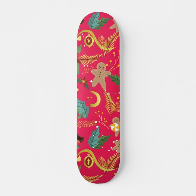 Skateboard Patrón de Navidad (Anverso )