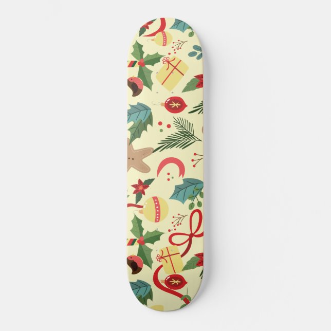 Skateboard Patrón de Navidad (Anverso)