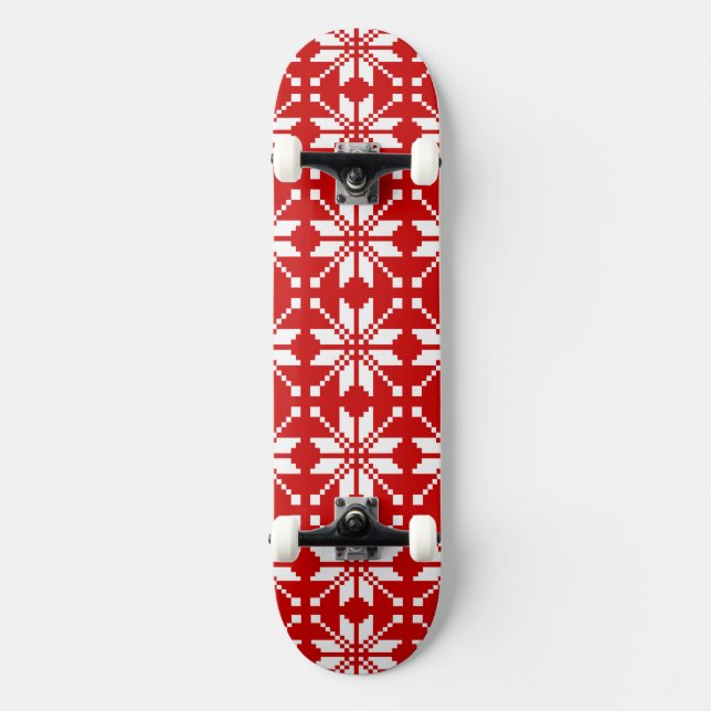 Skateboard Patrón de Navidades de copos de nieve de Navidad (Anverso)