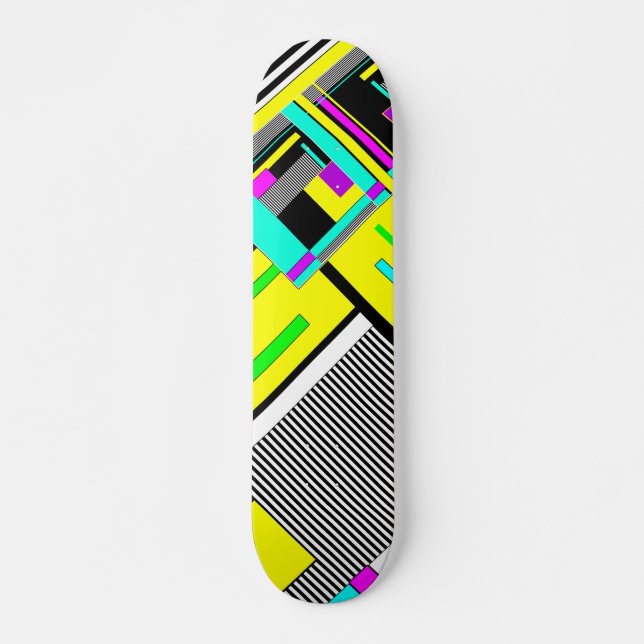 Skateboard Patrón de neón geométrico brillante abstracto arro (Anverso )