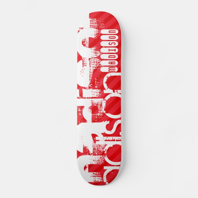 Skateboard Patrón de nombre personalizado en franjas diagonal (Anverso)