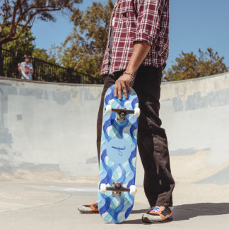 Skateboard Patrón de onda de acuarela de flujo oceánico