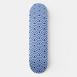Skateboard Patrón de onda japonés azul cobalto