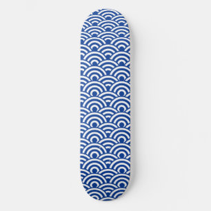 Skateboard Patrón de onda japonés azul cobalto