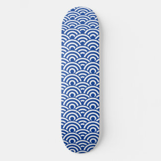Skateboard Patrón de onda japonés azul cobalto