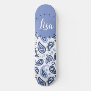 Skateboard Patrón de Paisley Azul