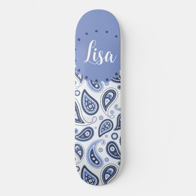 Skateboard Patrón de Paisley Azul (Anverso)