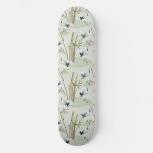 Skateboard Patrón de pájaro de Bambú de arte asiático japonés