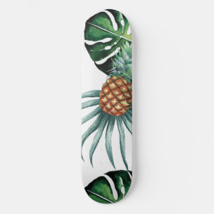 Skateboard Patrón de palma de jungla de acuarela tropical de
