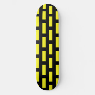 Skateboard Patrón de pared negro y amarillo