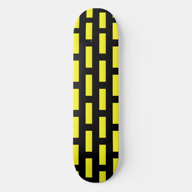 Skateboard Patrón de pared negro y amarillo (Anverso)