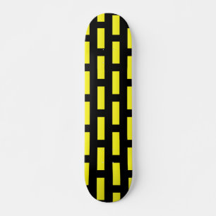 Skateboard Patrón de pared negro y amarillo