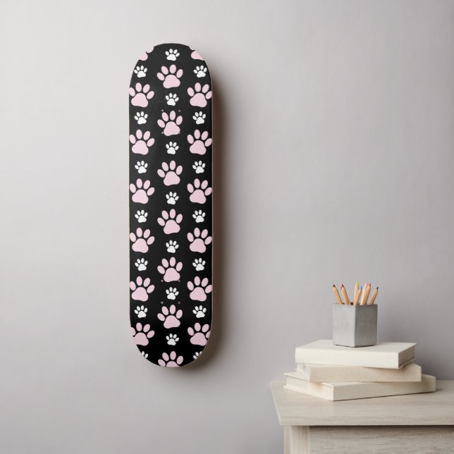 Skateboard Patrón De Pasta, Pasta Rosa, Pasta De Perro, Patas (Arte de la pared)