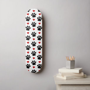 Skateboard Patrón De Patas, Patas De Perro, Patas Negras, Cor