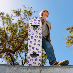 Skateboard Patrón De Paws, Paws De Perro, Paws Púrpura